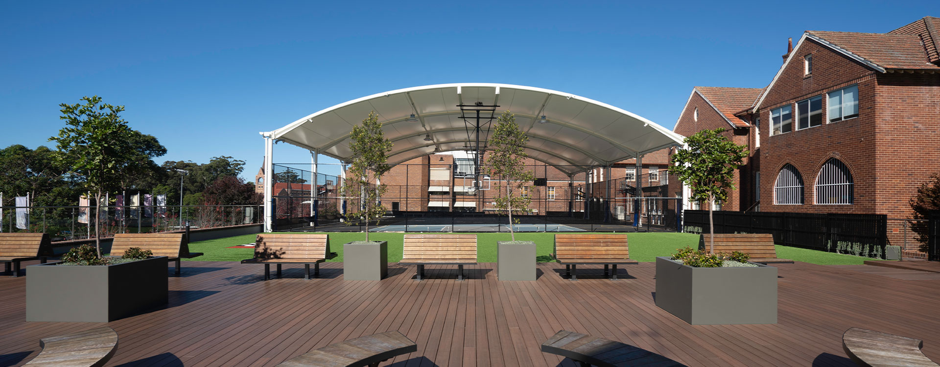 Knox Grammar Sports Court Canopy, an example of a sports court roof