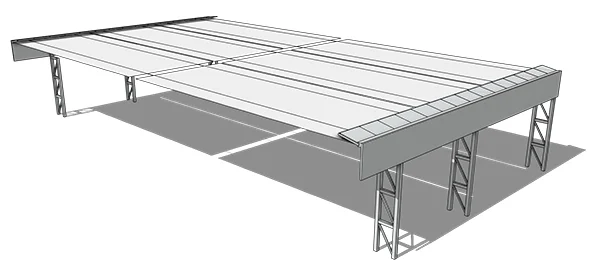 A 3D graphic of a retractable pool shade cover